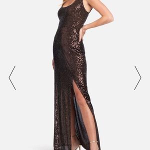 bebe Brown Sequin Tank Gown